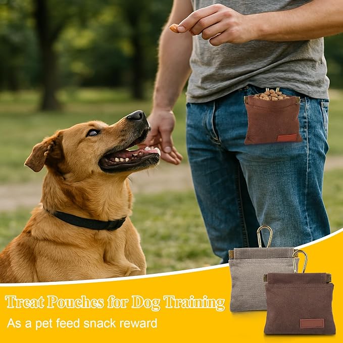 2Pcs Hands Free Dog Treat Pouches for Training, Walking and Outdoor Use | Dog Treat Bag with Carabiner, Hands Free, Auto Closing Pet Treat Pouch for Training,Walking, Hiking
