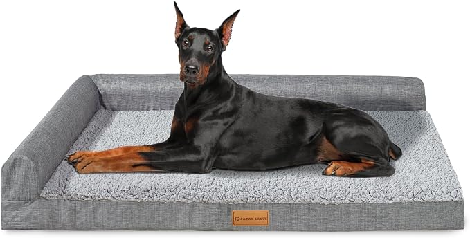 Patas Lague Orthopedic Large Dog Bed Washable Pet Sofa Bed 56''X40''Grey | 2-Sided Bolster Egg-Crate Foam Dog Couch Large Sized Dogs, Waterproof Removable Washable Cover, Nonskid Bottom Pet Crate Mat