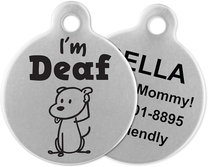 If It Barks - Engraved Pet ID Tags for Dogs - Personalized Stainless Steel Identification Tags - Custom Name Tag Attachment - Made in USA, I'm Deaf