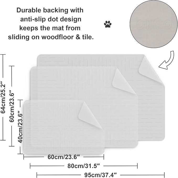 OHMO Large Cat Litter Mat, 31.5x23.6 Semi Transparency, Premium Silicone Rubber, Waterproof & BPA-Free, Traps Litter, Easy to Clean, Keeps Floors Tidy