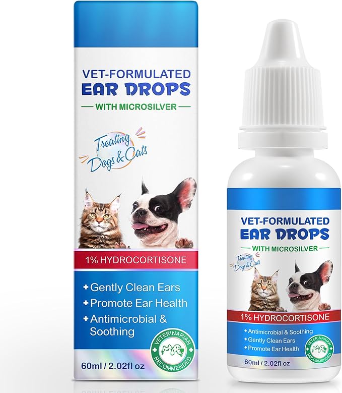 Ear Mite Treatment for Dog & Cat, Fast-Acting Itch Relief & Cleaner, 0.75oz | Vet-Recommended Formula with Soothing Aloe Vera, Cleaner on Contact & Soothes Itching, Gentle Ear Cleaning Solution
