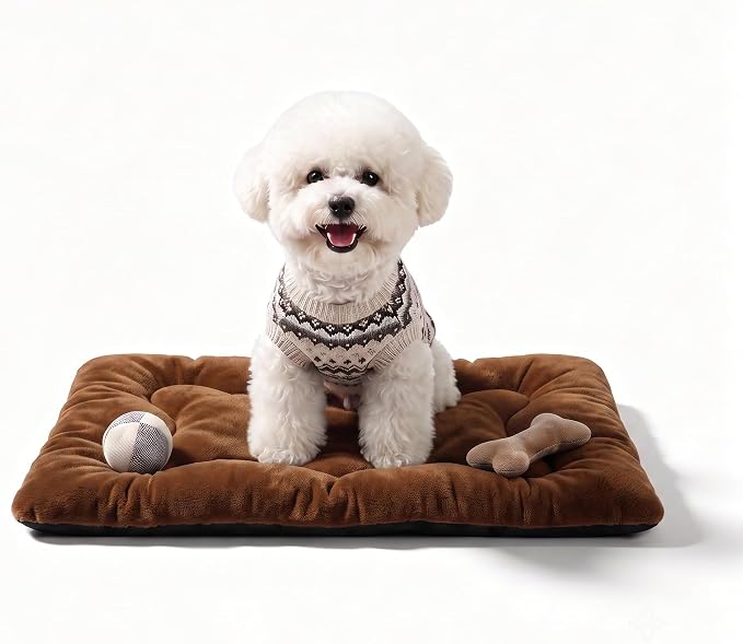 Dog Bed 24" for Metal Crate Pad, Washable Kennel Mat for Small Puppy & Cats | Soft faux rabbit fur, non-slip,machine wash/dry, plush cushioning, for crates, floors & travel, multiple sizes for all breeds