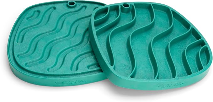 West Paw Seaflex Waves Feast Mat – All-in-One, Slow Feeder, Lick Mat – Encourages Foraging & Food Exploration - Engages Picky Eaters & Slow Feeding - Versatile – Easy to Clean, Non-Toxic - Kelp