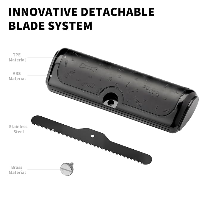 Deshedding Dog Brush for Shedding, Black | For short and medium coats, replaceable metal blade, helps remove loose fur during home grooming