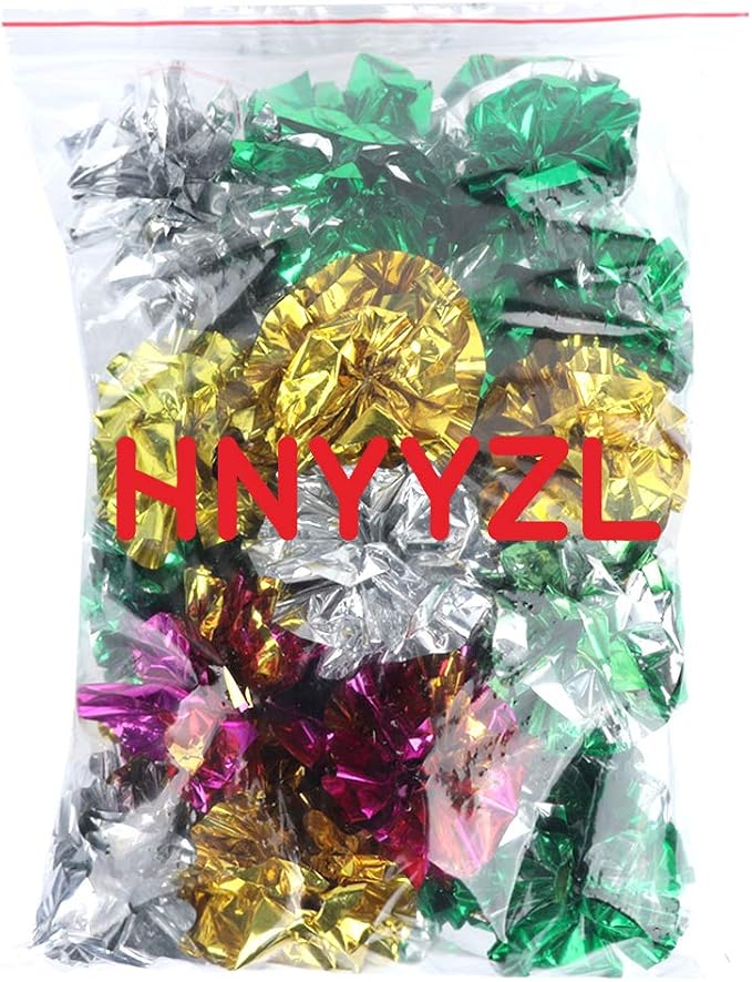 25 Pack Crinkle Balls Cat Toys for Cats - Original Mylar Crinkle Balls (Random Color)