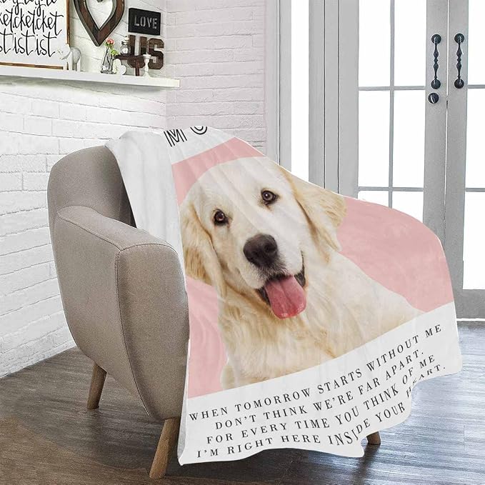 Artsadd Custom Memorial Blanket with Photos and Name-in Loving Memory Gifts Personalized for Loved Ones Lost-Remembrance Blankets for Dogs Cats Pets Lover-Pink