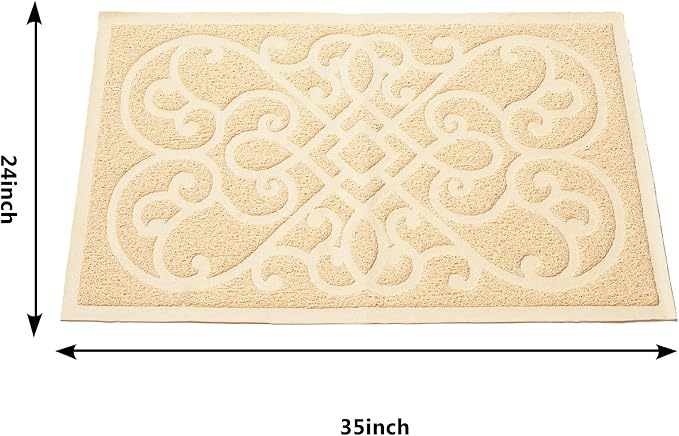 PetLike Cat Litter Box Mat, Thick Kitty Litter Trapping Mat, Durable,Waterproof &Washable with Non-Slip Backing, Soft on Kitty Paws and Easy to Clean, BPA Free