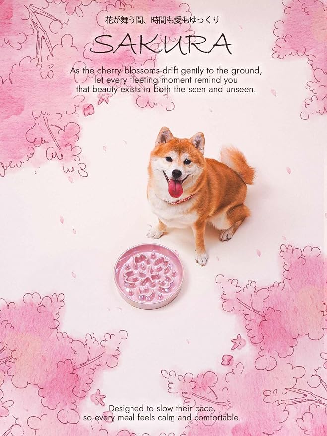 LE TAUCI Dog Bowls Slow Feeder Ceramic, 1.5 Cup Slow Feeding Bowl for Small and Medium Breed, Puzzle Dog Food Bowl for Fast Eater,Sakura Pink