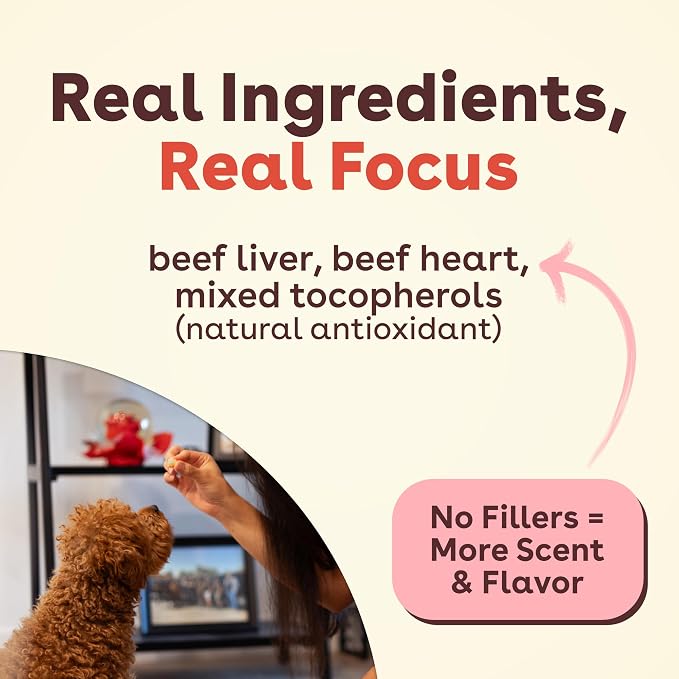 Pupford Freeze Dried Dog & Puppy Training Treats (Beef Liver, 4 oz, 3 Pack) | 1400+ treats, Ultra low-calorie, Only 3 ingredients, All breed sizes, Mess free and bite sized, Trainer recommended