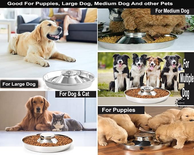 Puppy Bowls for Litter, 2 Puppy Food Bowl, Stainless Steel Puppy Feeding Bowls, Puppy Mush Bowl,11.5'', Food Feeding Puppy Weaning Bowl for Small Medium Large Pets, Puppy Feeder Bowl, Puppy Saucer