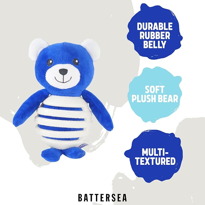 Rosewood Battersea Rubber Belly Bear, Multi Texture Dog Toy, 15cm x 21cm