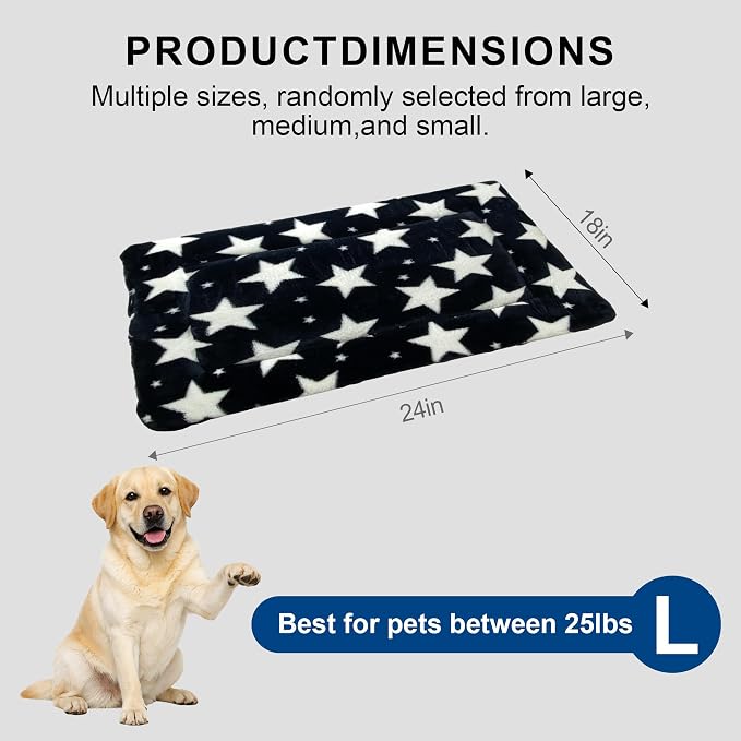 Washable Dog Bed Mat With Anti-Slip Bottom, Deluxe Plush Memory Foam Crate Pad & Waterproof Outdoor Kennel Mat For Dogs & Cats-Durable Crates Beds, Large Medium Small Puppy Size 36" x 24",Blue
