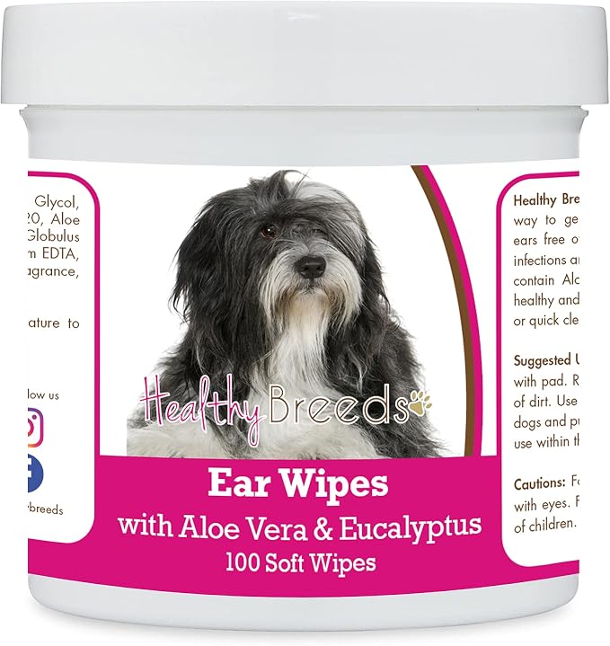 Healthy Breeds Lhasa Apso Ear Cleaning Wipes with Aloe & Eucalyptus for Dogs 100 Count