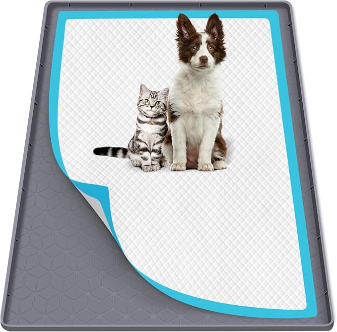 Pee Pad Holder for Dogs 34''x22'' Silicone Puppy Pee Pad Tray, Dark Gray | Extra Large Dog Potty Tray Leak-Proof, High Edge, No Spill Training Pads for Floor Protection, No Pee Pads