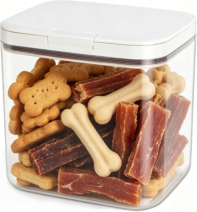 TBMax Large Dog Treat Container Bins 4.75 Qt with One-Press Flip-up Lid, Airtight Pet Dog Cat Treat Jar for Countertop, Pet Biscuit Canister Cookie Holder