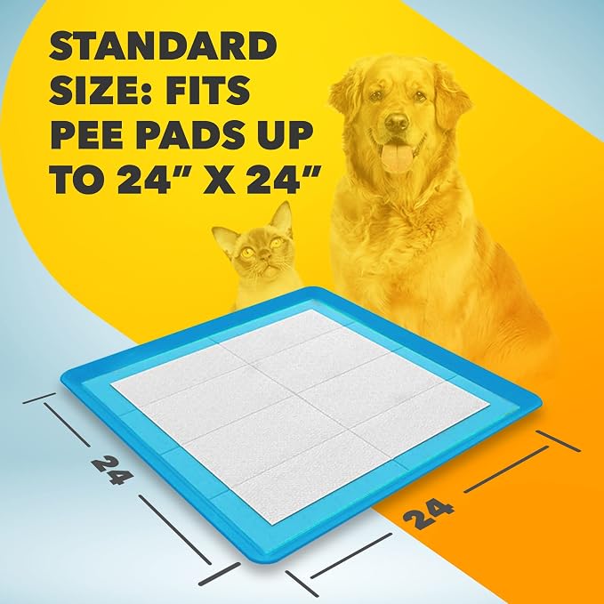 TidyFriend 2 Pack Dog Pee Pad Holder - Fits Up to 24” x 24” Pee Pad Holder for Dogs - Stable Grip, Soft Edges, Quick Wipe Silicone Surface Dog Pad Holder for Indoor Flooring Protection (Dark Blue)
