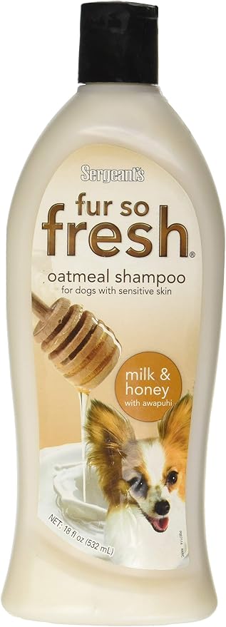 Sergeant’s Fur-So-Fresh Oatmeal Dog Grooming Shampoo, 18 oz | Ideal for Sensitive Skin, Milk and Honey Scent, Dog Bath Product, 18oz