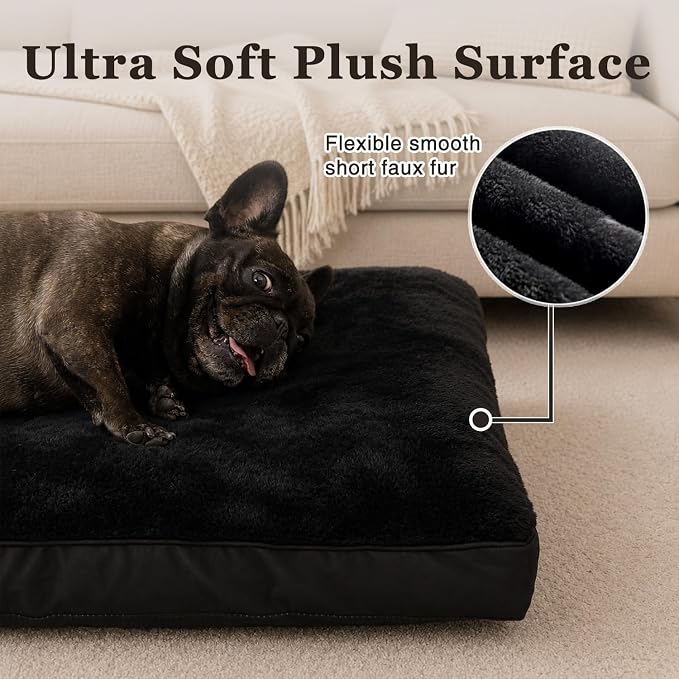 NUPIDA Waterproof Large Dog Bed for Crate with Washable Cover, 35x22, Black | TPU Waterproof Layer, Easy Clean Cover, Soft Plush Surface, Durable Oxford Fabric, Non-Slip Bottom, For Large Breeds ≤50lbs