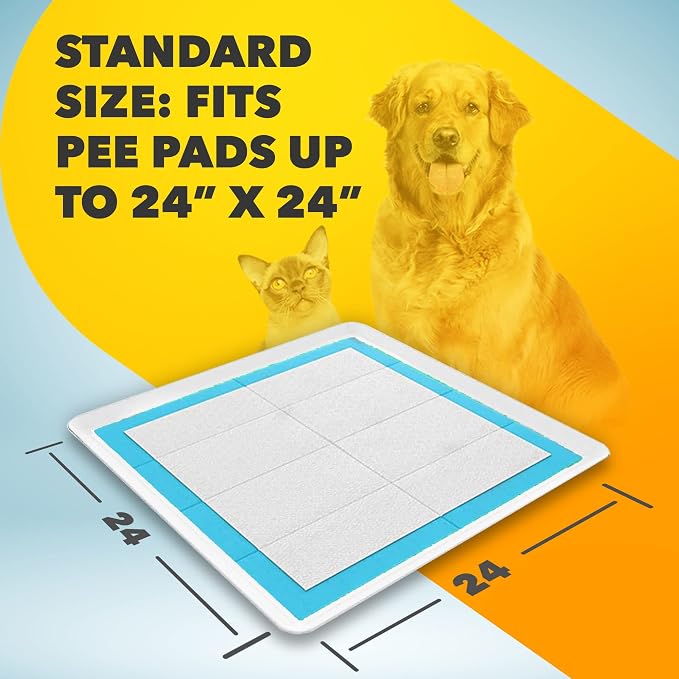 Skywin TidyFriend 2 Pack Dog Pee Pad Holder - Fits Up to 24” x 24” Pee Pad Holder for Dogs - Stable Grip, Soft Edges, Quick Wipe Silicone Surface Dog Pad Holder for Indoor Flooring Protection (White)