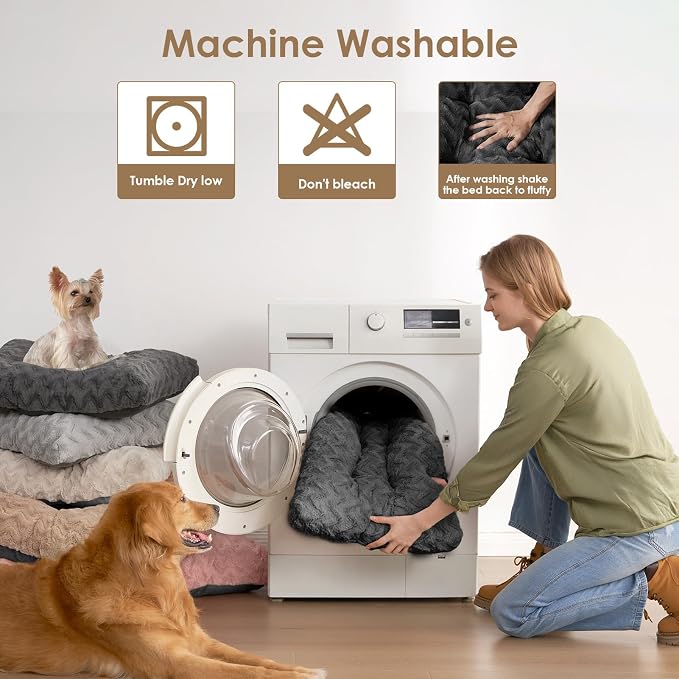 EHEYCIGA Washable Dog Bed for Crate 44x32 Inch, Anti-Slip XL Plus Kennel Pad for Extra Large Dogs Up to 85 lbs, Plush and Comfy Pet Sleeping Mat, Charcoal