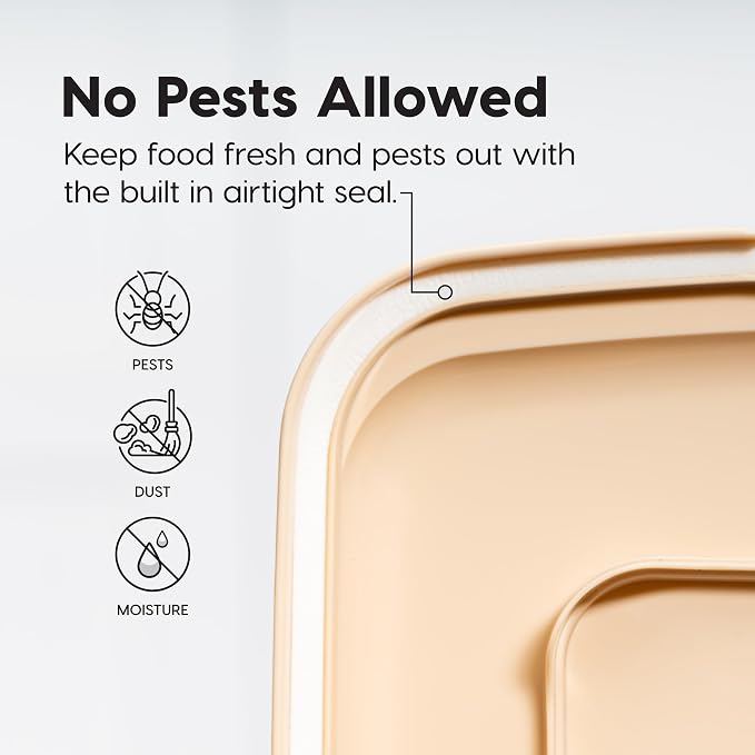 IRIS USA Dog Food Storage Container, Up to 40 lbs, Almond, Made in USA | Wheels for Mobility, Airtight Seal, BPA-Free, Best for Bird Seed, Cat food, Cat Litter, Chicken Feed, Pellets