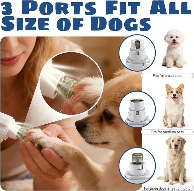 Dog Nail Clippers with Light, 2-in-1 Cat Nail Clippers - Electric Rechargeable Pet Nail Grinder Trimmer with LED Light & Safety Guard, Cordless for Small Medium Dogs Cats