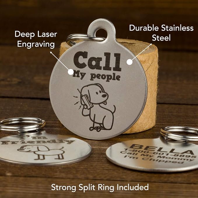 If It Barks - Engraved Pet ID Tags for Dogs - Personalized Stainless Steel Identification Tags - Custom Name Tag Attachment - Made in USA, I Love My Family