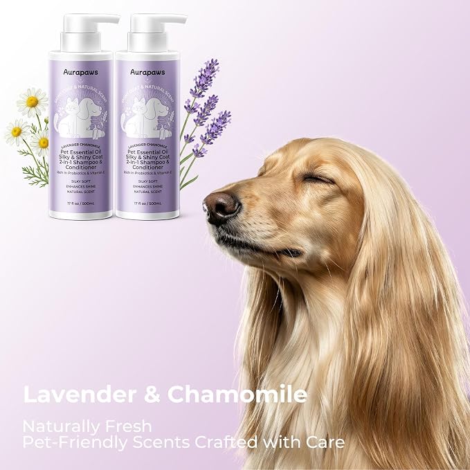 Probiotic Dog Shampoo and Conditioner, Lavender Floral, 17oz Each | Supports Skin Barrier, Nourishes, Conditioner, Detangles, Moisturizes, Clean, Balanced Skin Microbiome, for Soft, Shiny Coats