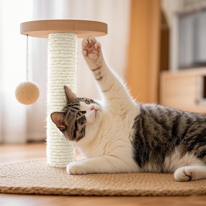 Sisal Rope for Cat Scratcher 1/4" 50 Ft Cat Tree Twine for Repairing Cat Scratching Post Replacement DIY Hemp Rope for Carpet Mat, Pet, and Crafts Gardening Home Decorating