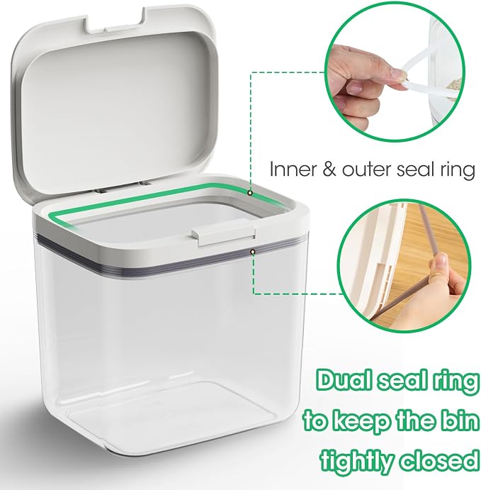 TBMax 2 Pack Large Dog Treat Container Bins 2 Qt + 3 Qt with One-Press Flip-up Lid, Airtight Pet Dog Cat Treat Jar for Countertop, Pet Biscuit Canister Cookie Holder