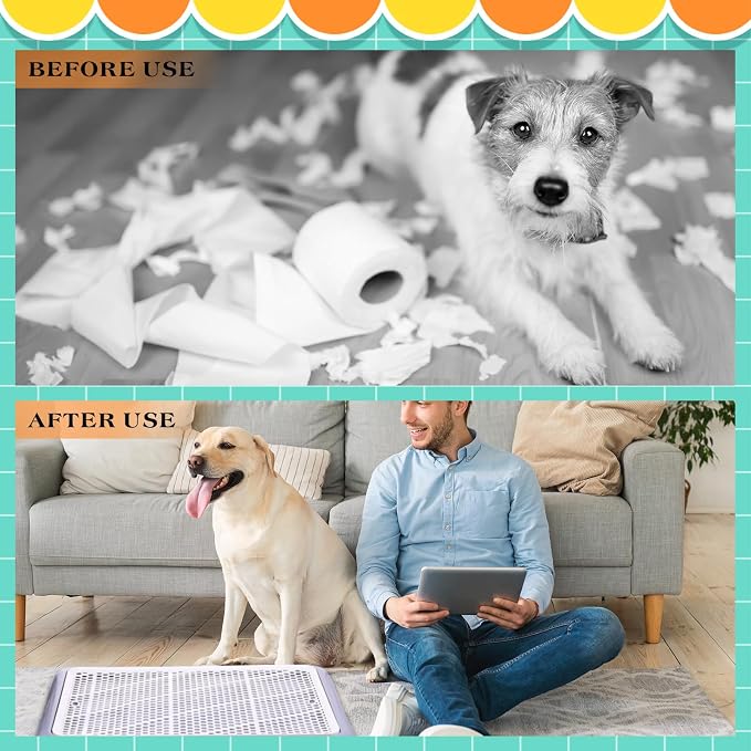 Mifoci 1 Pcs Dog Potty Tray Mesh Puppy Training Pad Holder Floor Protection Portable Pee Pad Pet Toilet Training Tray Litter Box Corner for Medium and Large Dogs (25.6 x 18.9 Inch,Gray)