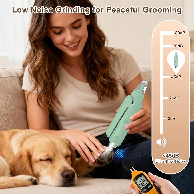2-in-1 Dog Nail Clippers and Cat Nail Clippers with Light, Quick Sensor and Safety Guard, USB Rechargeable Pet Nail Trimmer with 2 LED Lights for Large Medium Small Dogs and Cats (Light Green)