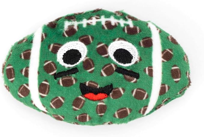 The Worthy Dog Football Plush Cat Toy – Soft Crinkle Catnip Toy with Organic Catnip for Interactive Play, Safe Non-Toxic Materials - Green, One Size