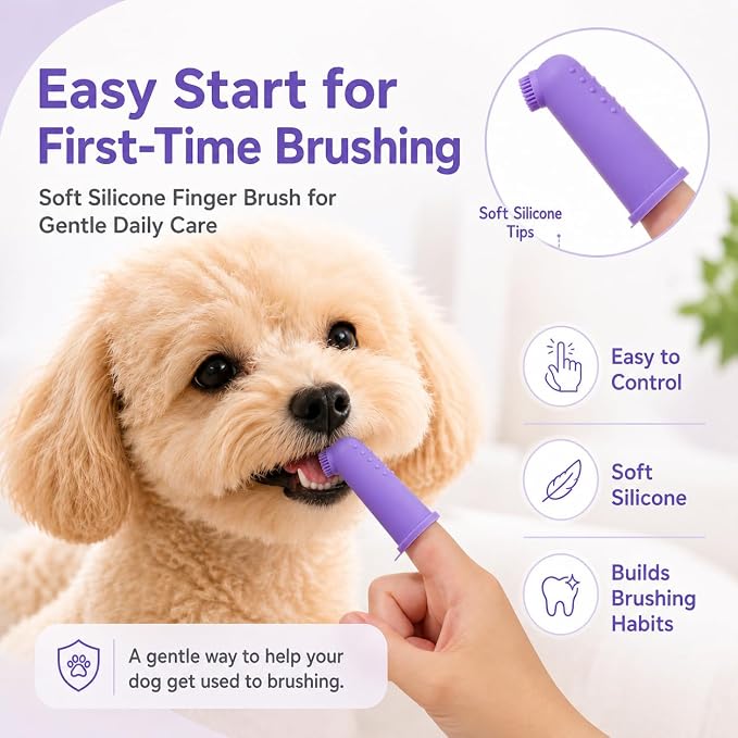 Small Dog Toothbrush Kit, 2.5oz Toothpaste & Finger Brush | Gentle Small Dog Care. Soft Brush Comfort. Finger-Fit Control. Coconut Chicken Flavor. Daily Routine.