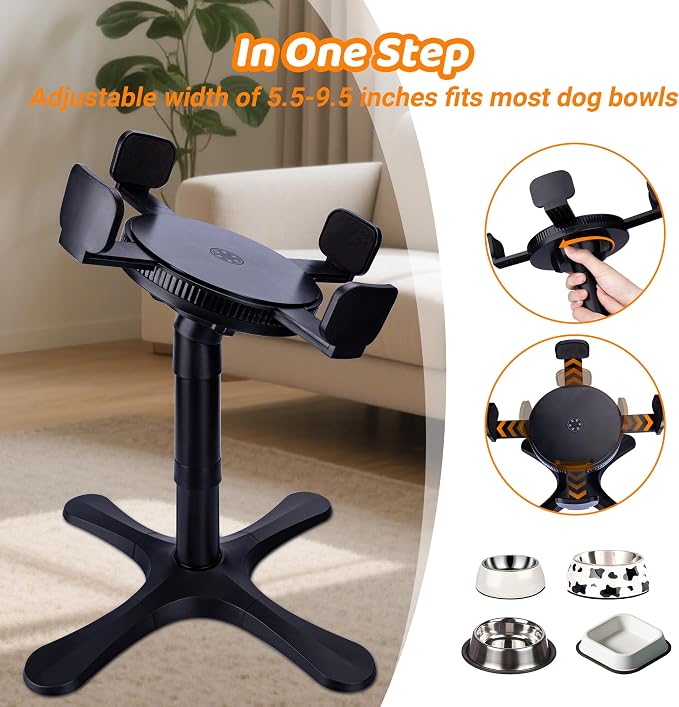 Elevated Adjustable Dog Bowl Feeding Stand, 3 Heights and Tiled Ajudst, Compatible with Moost Feeding Bowls, Great for Medium Large Dogs(Dog Food Bowl Stand 1 Pack)