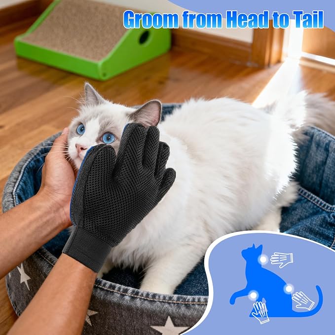9 PCS Pet Grooming Brush Set,Self Cleaning Pet Hair Removal Comb,Pet Hair Remover Gloves,Spray Bottle, Lice Flea Combs, Pet Grooming Supplies,Essential Bathing,Brushing & Shedding Tool for Cats & Dogs