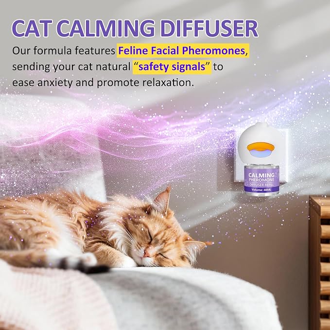 OcePor Cat Calming Diffuser,360-Day Pheromone Diffuser 12 Refills & 3 Plugs | Cat Pheromones Calming Diffuser Refill Kit for Pee Spraying, Aggression, Meowing & Scratching, Relieve Anxiety Stress