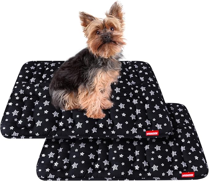 Dog Crate Mat (24" X 18") 2 Pack, Soft Bed, Personalized Pad, Anti-Slip Bottom, Machine Washable Kennel Pad, Black