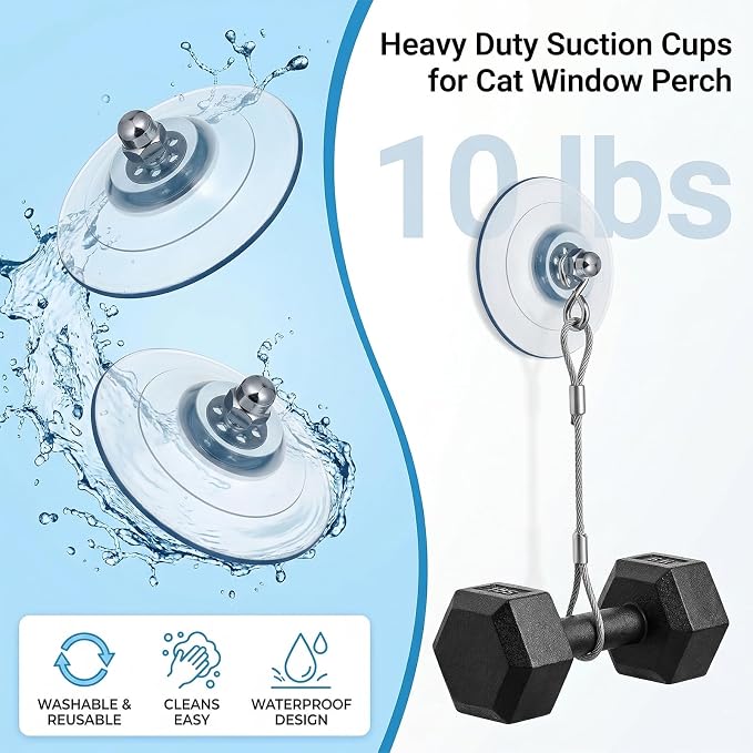 Cat Window Perch Suction Cup, Adhesive Suction Cup with Screws | 4 Pack PVC Sucker Pads, Replacement Strong Suction Cups, for Foldable & Cordless Cat Window, Holds up to 40 lbs
