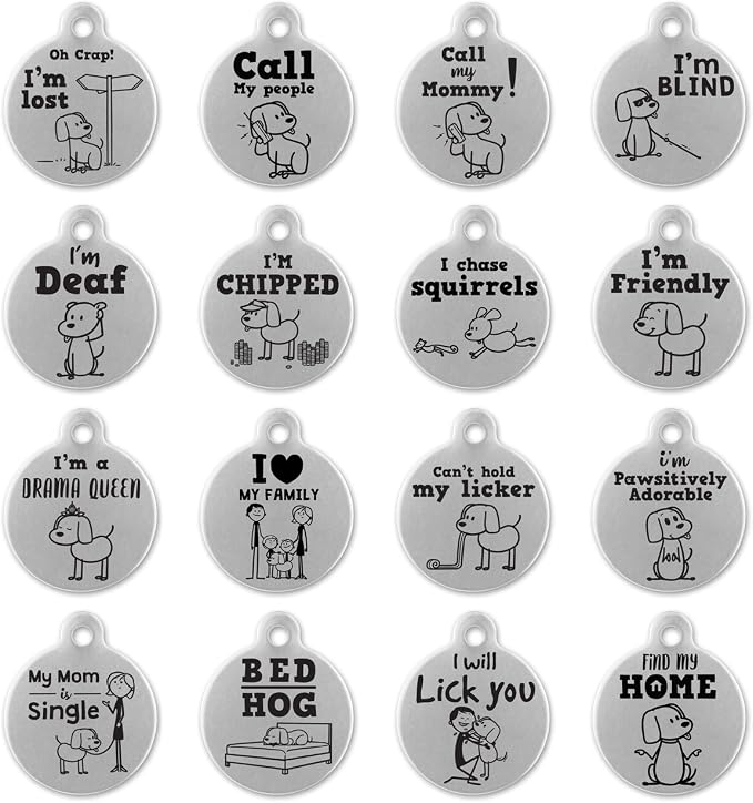 If It Barks - Engraved Pet ID Tags for Dogs - Personalized Stainless Steel Identification Tags - Custom Name Tag Attachment - Made in USA, I'm Chipped