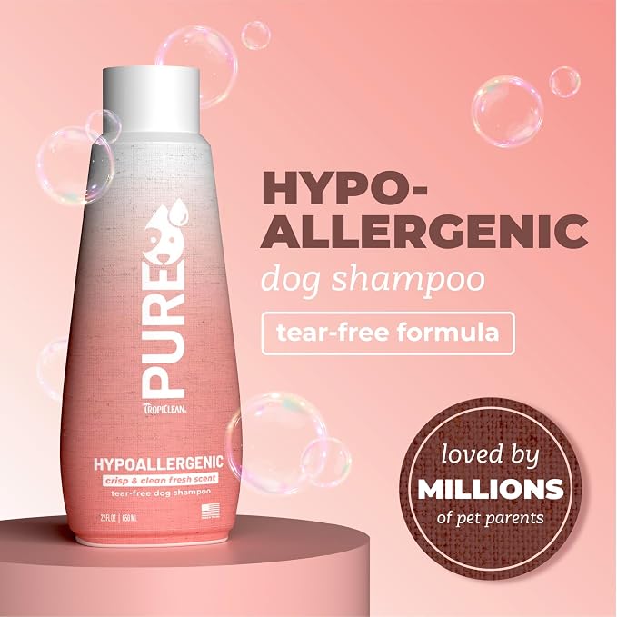 TropiClean Pure Puppy Shampoo, Hypoallergenic Dog Shampoo for Allergies & Sensitive Skin, Made in USA, Safe for Cats & Kittens, 22 oz. (Pack of 2)