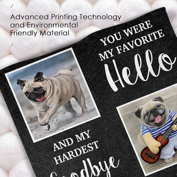 InterestPrint Personalized Memorial Fleece Blanket with Dog Cat Photo You were My Favorite Hello Custom Pet Sympathy Remembrance Gift for Family and Friends 40X50 Inch