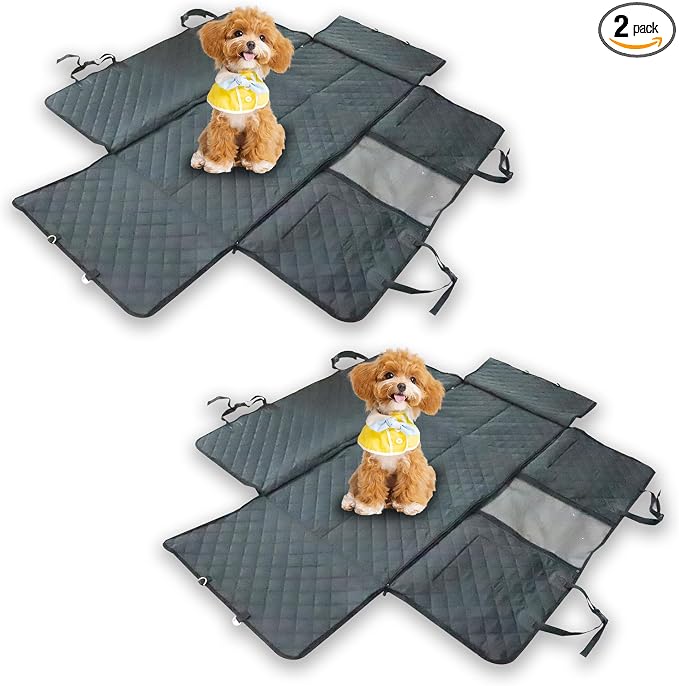 Exclusive Dog Car Seat Cover, Back Seat Cover for Dogs-Supports 400lb, Waterproof Dog Cars Seat Cover-Back Seat Pet Cover for Car SUV & Trucks, Pet Hammock for Car- Seat Cover for Dogs (2 Pack Black)