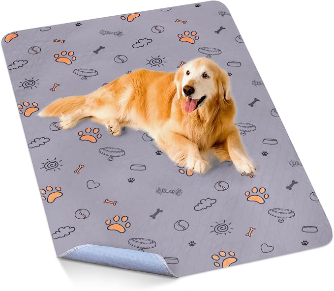 FURTIME Washable Pee Pads for Dogs, Super Absorbent, 1 Pack 60"x48" Purple | Super Absorbent Reusable Training Dog Pads, 100% Waterproof Non-Slip Dog Pee Pads Whelping Pads Dog Playpen Pads