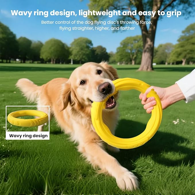 Indestructible Dog Ring Toy, Rubber Soft Dog Chew Toys, Small Medium Large Dogs Frisbee for Aggressive Chewers,Suitable for Tossing, Pulling Training-6.69in Flying Disc (1 Ring)