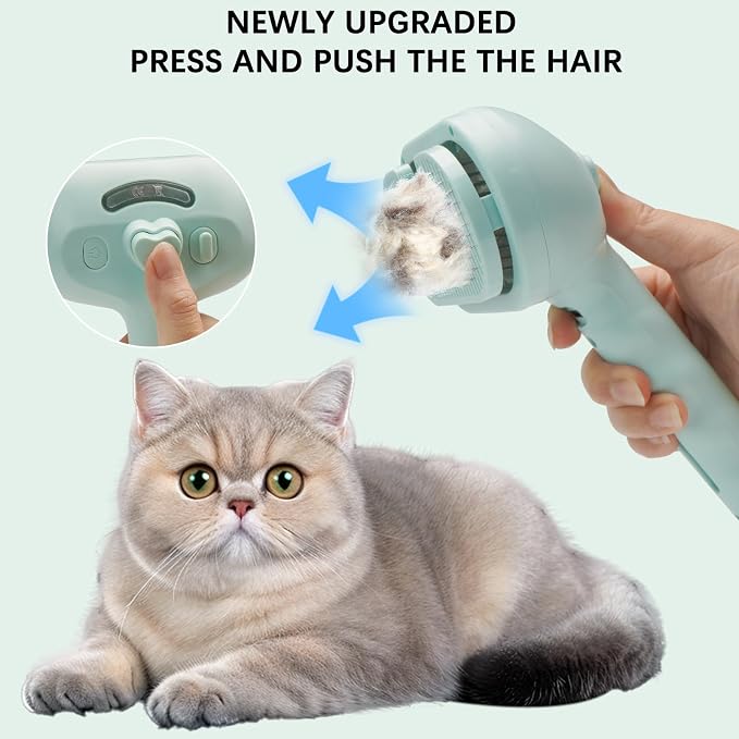 Pet Grooming Kit for Dogs & Cats – Self Cleaning Steam Brush with Cool Mist Spray, Nail Clippers, Flea Comb & 2 Waterless Shampoo Bottles – Quiet Deshedding Slicker Brush for Long & Short Haired Pets