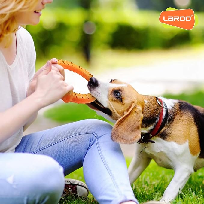 LaRoo Dog Ring Toy, Durable Soft Flying Disc, Floatable Dog Chew Ring for Puppy & Small Dogs, Interactive Tug of War & Fetch Toy for Outdoor Training, Teeth Cleaning & Exercise