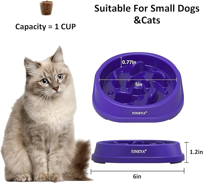 YINEYA Anti-Choking Slow Feeder Dog Bowls Small Size Dog, Slow Feeder Cat Bowl, Supplies and Puzzle for Pet