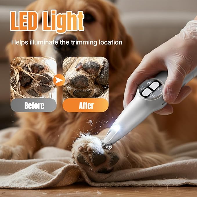 Mcbazel 2 in 1 Pet Micro Precision Trimmer & Nail Grinder, Multifunctional Rechargeable Pet Shaver Hair Nail Trimmer with LED Light for Paws Eyes Ears Face Buttocks for Large/Small Dogs and Cats