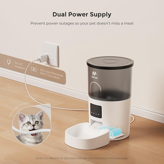 IMIPAW 5G WiFi Automatic Cat Feeder and Water Dispenser, Timed Dry Food Dispenser APP Remote Control, Programmable Portions, with Desiccant, Cat Fountains for Drinking with Filter, Small Pets (Combo)